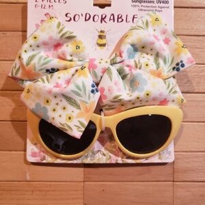 Yellow Sunglasses and Floral Headband Set